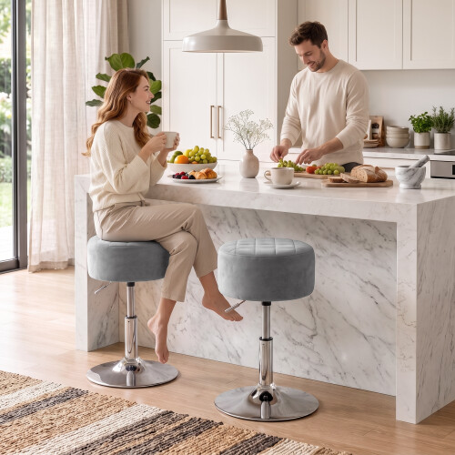 Homcom (Grey) HOMCOM Bar Stool Adjustable Swivel 1 Piece