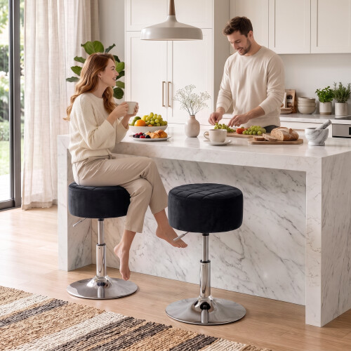 Homcom (Black) HOMCOM Bar Stool Adjustable Swivel 1 Piece