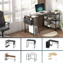 (FlexDesk White 100cm) Levede Computer Desk L Shaped Corner Office Table Home Storage Shelves Drawers