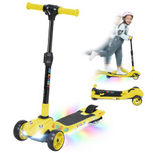 Three-Wheel Foldable Electric Scooter for Kids Aged 6-10 Years, Yellow