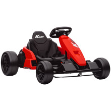 24V Electric Go Kart, Drift Kart with Adjustable Seat, Slow Start, 5-Point Harness, Music, for 6-12 Years, Red