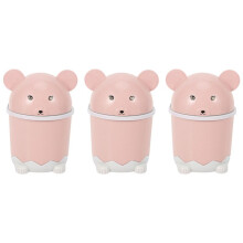 3X Desktop Mignon de Bureau Corbeille avec Couvercle Papier Petit Panier Flip Trash Can Plastique Rose