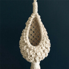 3X Boho Macrame Air Plant Hanger Tillandsia Cesto Suspenso Suporte de Corda Flor DecoraçãO de Casa (13 CM)