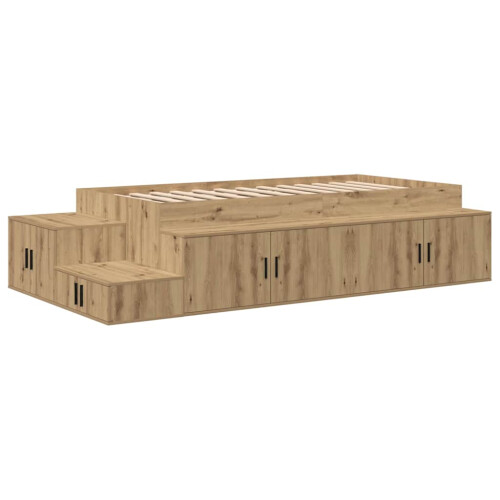 VidaXL vidaXL Storage Bed Frame Artisan Oak 80 cm Engineered Wood 1