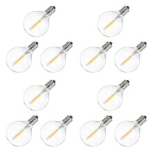 Ampoules de Remplacement à LED 12Pièces G40, Ampoules Globe LED Incassables à Culot à Vis E12 pour Guirlandes Lumineuses Solaires Blanc Chaud