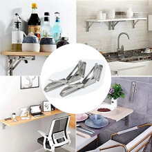 2 Soportes Angulares Plegables de Acero Inoxidable Cepillado de 14 Pulgadas para Estantes Triangulares, Soporte Pesado, Banco Ajustable para Montaje