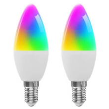 2X Ampoule Intelligente Tuya E14 à Intensité Variable en Spirale à Cinq Voies, Ampoule WiFi RVB, Télécommande et Commande Vocale 5 W