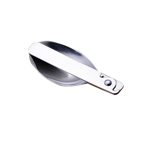 4X Folding Small Spoon Folding Tablespoon Portable Tableware Outdoor Camping Tableware Stainless Steel