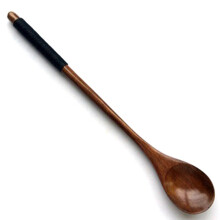 6Pcs Long Handled Wooden Spoons Mixing Spoon Wood Tableware & 4Pcs Coffee Machine Cleaning Set Coffee Grinder Brush
