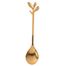 Tableware Gold Leaf Coffee Spoon Fork,40 Pack(20 Spoons 20 Forks) Little Demitasse Espresso Spoon and Dessert Forks Set