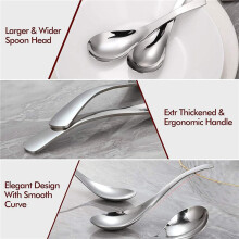 32 Pack Soup Spoons, Stainless Steel Soup Spoons, Thick Heavy-Weight Table Spoons
