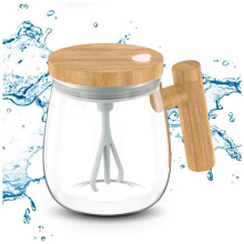 Upgrade Elektrische Hogesnelheidsmengbeker, 13,5 Oz/400 Ml Zelfroerende Koffiemok, Waterdichte Glazen Beker, Werkt op Batterijen