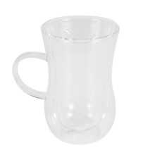 80Ml European Double Coffee Mug Heat-Resistant Double Glass Cappuccino Cup Milk Cup Juice Cup New Cafe Office with Handle