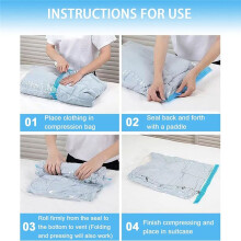 Paquet de 12 Sacs de Compression Enroulables RéUtilisables, Sacs de Rangement Sous Vide Moyens 40 X 60 cm pour les Voyages, Sacs D'Emballage de