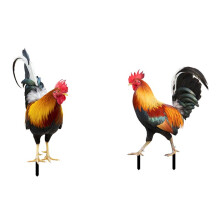 Set of 2 Acrylic Rooster Statues, Outdoor Garden Statues, Chicken Decor, Garden Sculptures & Statues For Patio Lawn