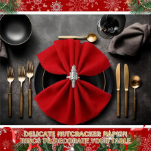 Lot de 12 Ronds de Serviette Casse-Noisette de NoëL, Ronds de Serviette, Porte-Serviettes en MéTal pour DéCoration de NoëL (Argent)