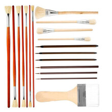 18 Piezas de Brochas para Esmalte de Cerámica, Set de Brochas de Mano Larga de Madera para Pintura Acrílica y Cerámica