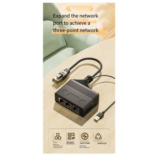 Rj45 Network Splitter Adapter Female 1 Drag 3 1000Mbps High-Speed Interface Network Distributor Adapter