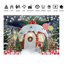 250X180cm Christmas Background Cloth Christmas Snow House Multifunctional Convenient Photography Background Cloths