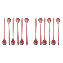 12 Pieces Wooden Long Spoons Long Handle Round Spoons Korean Style Soup Spoons for Soup Cooking Mixing Stirring Kitchen