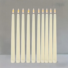 (10pc Ivory) 10pcs LED Flameless Taper Candles Lights, Battery Operated, Halloween Candles Light, Christmas Decoration Light,