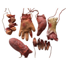 6pcs IDOLPack Halloween Body Parts Wreath Banner - Realistic Fake Severed Hands, Blood-Themed Party Decorations,