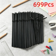 (699Pcs) 399/499/599/699pcs Flexible Plastic Process Straws - Suitable for Weaving, Flexible Tube with Color Stripes, Ideal for