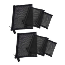 Zipper Mesh Bags, Pack of 6 (S/M/L), Beauty Makeup Cosmetic Accessories Organizer, Travel Toiletry Kit Set, Black