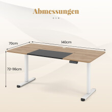 Elektrisch höhenverstellbarer Schreibtisch, 140 x 70 cm, Beige