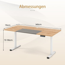 Elektriskt höj- och sänkbart skrivbord, 140x70 cm, ergonomiskt sitt- och ståbord