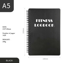 A5 Spiral Fitness Logbuch - Täglicher Trainingsplaner & Übungsjournal Black
