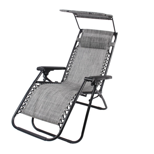 Birchtree BIRCHTREE Set of 2 Sun Recliner with Canopy SR06 Grey 2