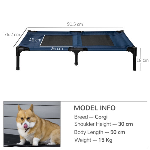 Blue Large Raised Dog Bed for Pets 2