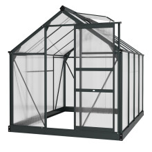 (Grey, Aluminium Alloy) 6-Pack 8ft Polycarbonate Greenhouse