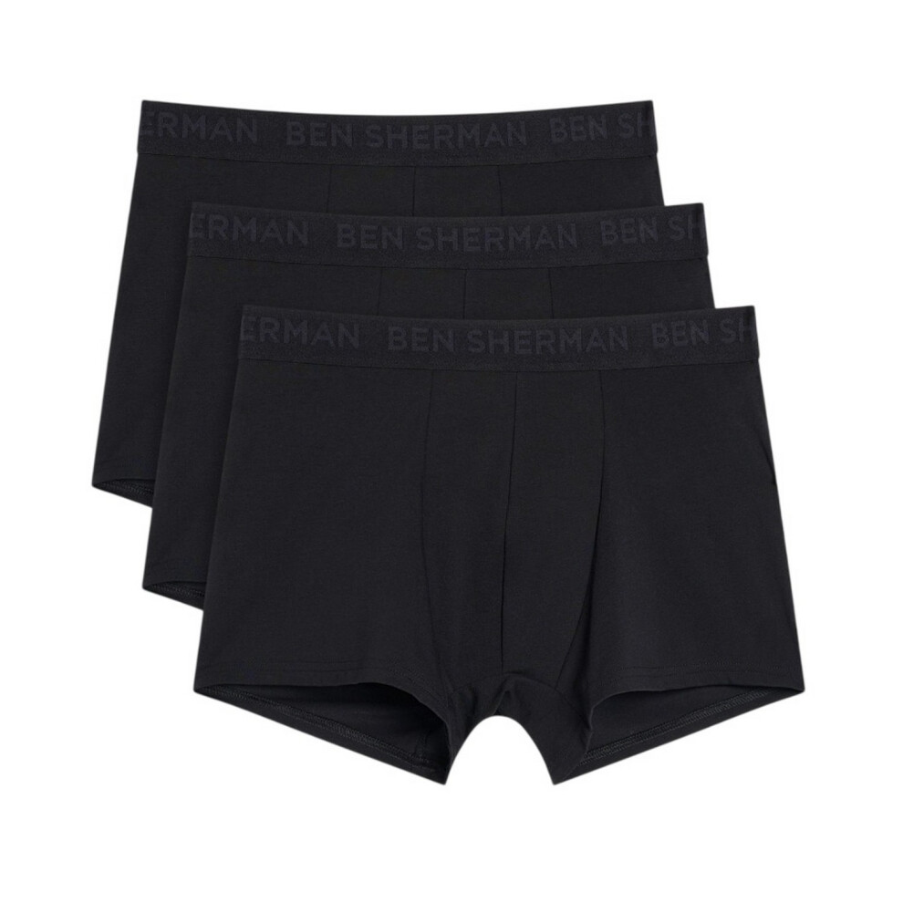 Ben Sherman (L, Black) Mens Tonal Boxer Shorts (Pack Of 3)