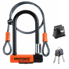 Kryptonite Evolution Mini-7 Bike U-Lock with Cable, Heavy Duty Anti-Theft Bicycle U Lock, 13mm Shackle and 10mm x4ft Length Security Cable with Mounti