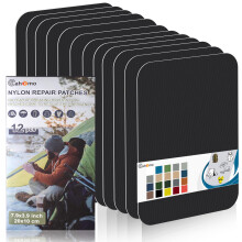 Cahomo Nylon Repair Patches 12 pcs 20x10 cm Black Self-Adhesive Outdoor Camping Gear Repair Kit for Tent, Umbrella, Down Jackets, Sleeping Bag, Knapsa