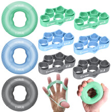 FitBeast Grip Strength Trainer, Finger Exerciser, Forearm Strengthener 9-Piece Kit, Hand Grip Strengthener Targeted Strength, Relief & Recovery (Green