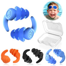 Kids Swimming Ear Plugs, 3 Pairs Waterproof Silicone Reusable Earplugs, Ear Protection for Showering Swimming Bathing Surfing for Children 4-12 Years