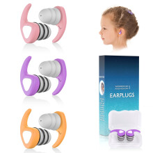 Kids Swimming Ear Plugs, 3 Pairs Waterproof Reusable Silicone Swim Ear Plugs for Pool Bath Showering & Water Sports, Fits Children Ages 3-10