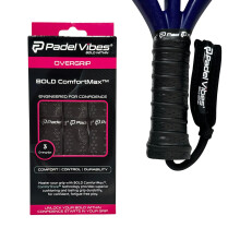 Padel Vibes BOLD ComfortMax Overgrip | Perforated, Ergonomic Overgrips for Padel, Tennis, Badminton, Squash, Racketball | Sweat-Absorbing, Anti-S