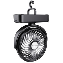 Amacool Portable Camping Fan with LED Lantern- 40H Work Time Rechargeable Battery Operated Fan with Hanging Hook for Tent Car RV Hurricane Emergency O