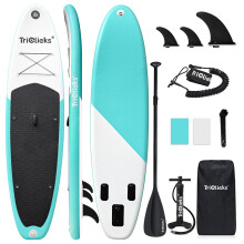 Triclicks 10.6ft/10ft Stand Up Paddle Boards Inflatable SUP Board Surfboard-Beginner's Kit, Adjustable Paddle, Air Pump With Pressure Guage, Fin, Repa