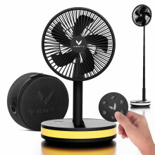 VENTY Portable Fan - Wireless Battery Operated Fan - 4 Speeds - LED Lighting - Carry Case & Remote Control - Cruise Travel - Outdoor Travel RV Power B
