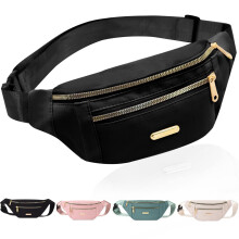 Alviller Fanny Pack Fashionable Waist Bag Casual Travel Bum Bag with 3 Zipper Pockets for Women Men Sports Running Hiking Jogging (Black)