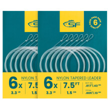 SF 12 PCS Pre Tied Loop Fly Tapered Leader Nylon Fly Fishing Trout Leader Line 7.5FT-6X