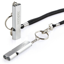 Emergency Survival Whistle Noopel Double Tubes Safety Whistle 2 pack with keychain for Boating Outdoor Camping Hiking Hunting Sports Dog Training (2 P