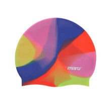 Maru Silicone Swim Cap (Pink/Blue/Red) – Smooth, Easy-Fit Silicone Swimming Cap for Adults & Kids (One Size Fits All) – Durable Swimming Hat for S
