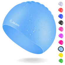 JIMJOOS Kids Swimming Cap 3–14 Years - Silicone Swim Cap for Boys & Girls - Anti-Slip, Stretchable, Waterproof Swimming Hat - Durable, Odour-Free Sw