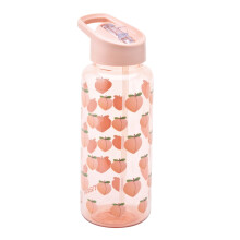 Smash 1 Litre Drink Bottle with flip top lid and straw - Peach design
